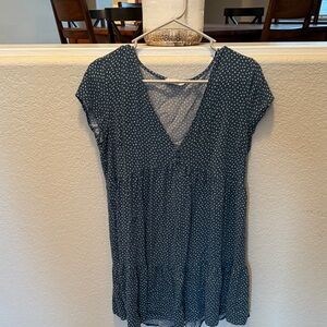 La Hearts Blue Polka Dot V-Neck Blouse